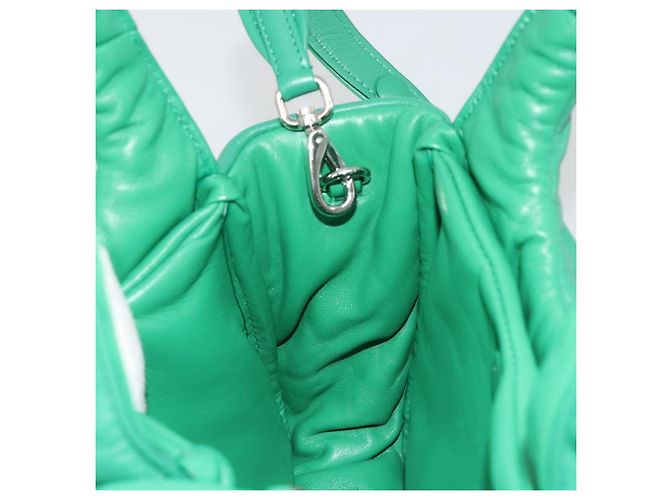 Borsa PRADA in pelle 2way Verde Argento Auth 191471SM - vista 21