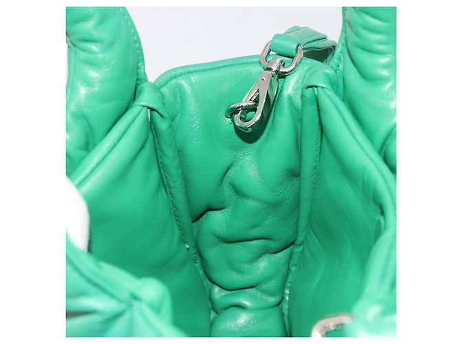 Borsa PRADA in pelle 2way Verde Argento Auth 191471SM - vista 22