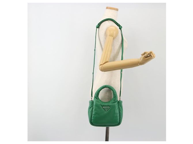 Borsa PRADA in pelle 2way Verde Argento Auth 191471SM - vista 25