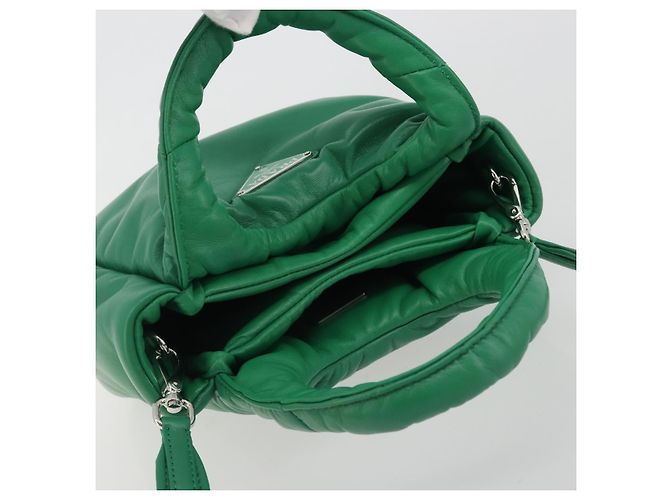 Borsa PRADA in pelle 2way Verde Argento Auth 191471SM - vista 6