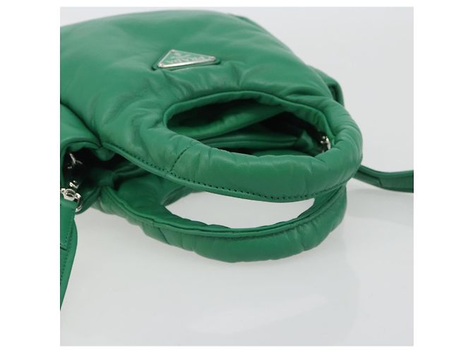 Borsa PRADA in pelle 2way Verde Argento Auth 191471SM - vista 7