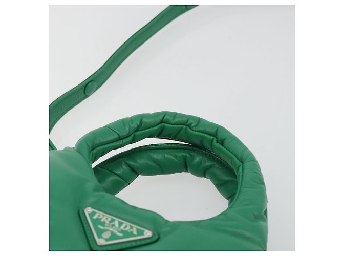 Borsa PRADA in pelle 2way Verde Argento Auth 191471SM - vista 8