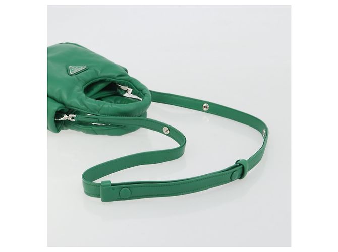 Borsa PRADA in pelle 2way Verde Argento Auth 191471SM - vista 9