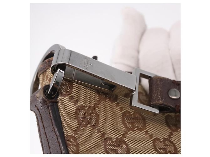 Borsa a Spalla GUCCI GG Canvas Beige Argento 113013 Auth 186678 - vista 10