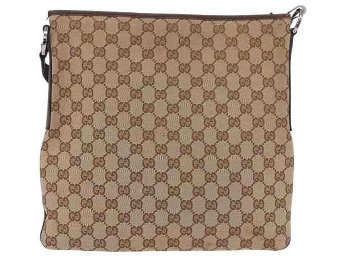 Borsa a Spalla GUCCI GG Canvas Beige Argento 113013 Auth 186678 - vista 3