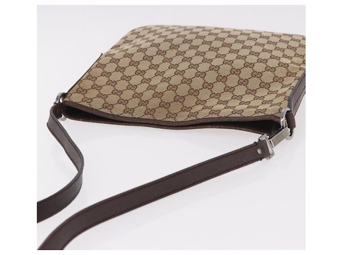 Borsa a Spalla GUCCI GG Canvas Beige Argento 113013 Auth 186678 - vista 7