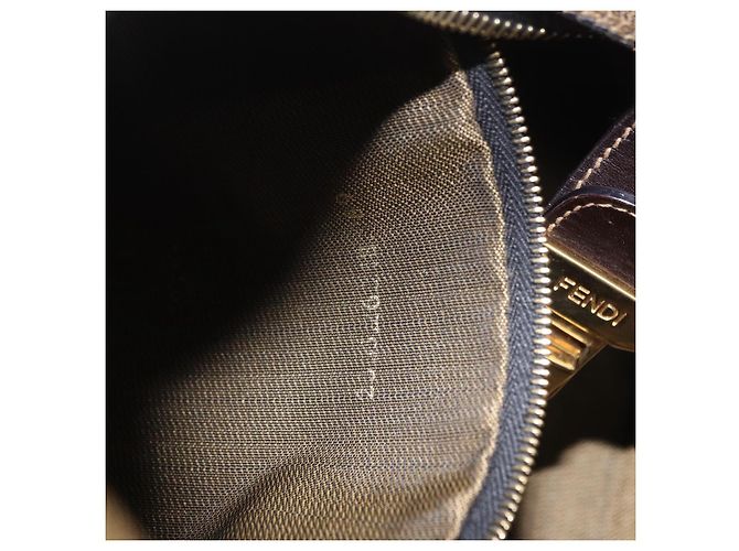 FENDI Zucca Canvas Vanity Hand Bag Marrone Oro Autentico 191576 D'oro - vista 12