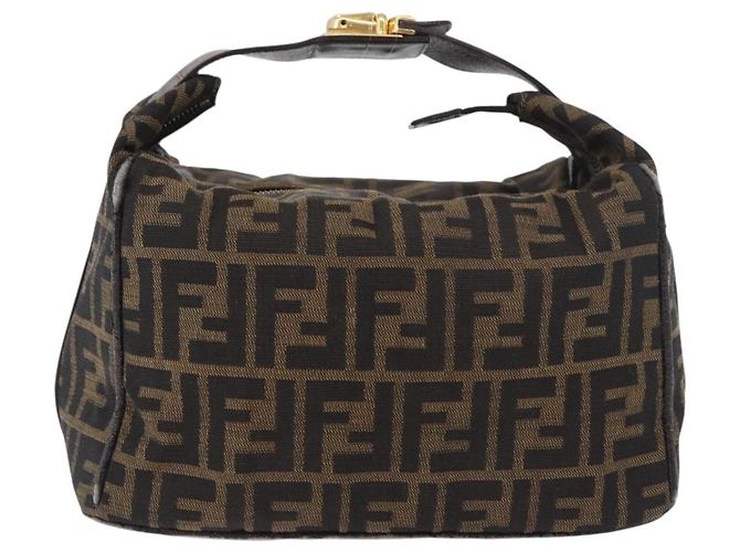 FENDI Zucca Canvas Vanity Hand Bag Marrone Oro Autentico 191576 D'oro - vista 13