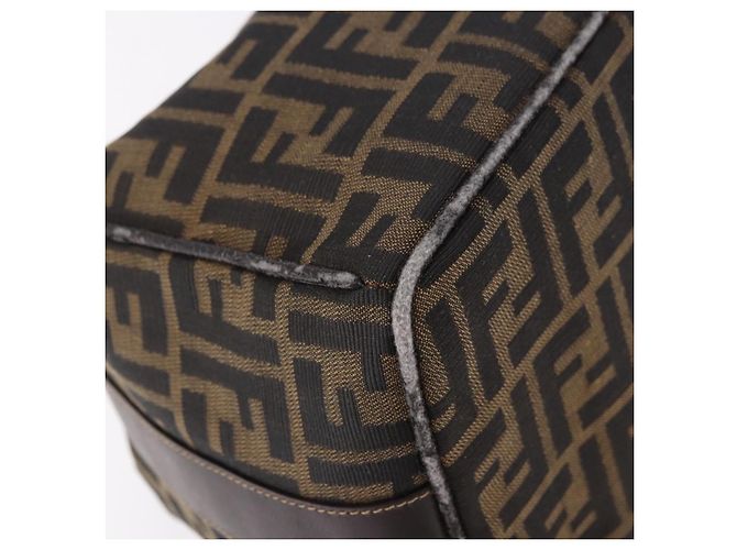 FENDI Zucca Canvas Vanity Hand Bag Marrone Oro Autentico 191576 D'oro - vista 16