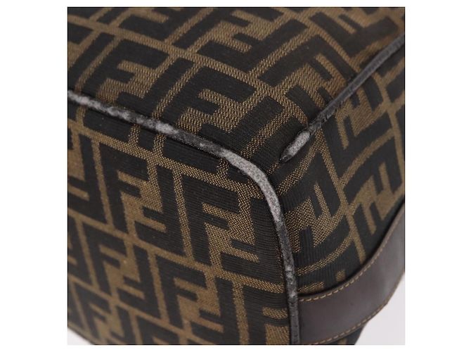 FENDI Zucca Canvas Vanity Hand Bag Marrone Oro Autentico 191576 D'oro - vista 17