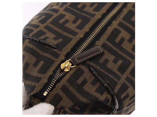 FENDI Zucca Canvas Vanity Hand Bag Marrone Oro Autentico 191576 D'oro - vista 19