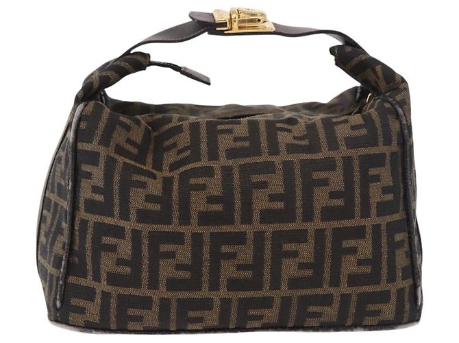 FENDI Zucca Canvas Vanity Hand Bag Marrone Oro Autentico 191576 D'oro - vista 2