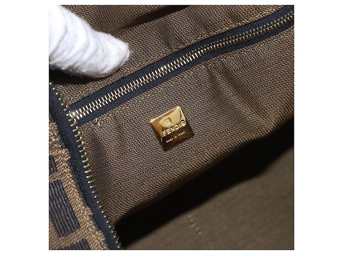 FENDI Zucca Canvas Vanity Hand Bag Marrone Oro Autentico 191576 D'oro - vista 20