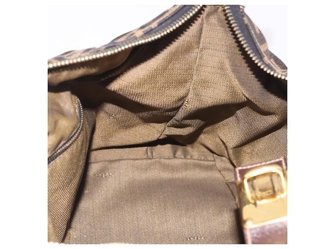 FENDI Zucca Canvas Vanity Hand Bag Marrone Oro Autentico 191576 D'oro - vista 21
