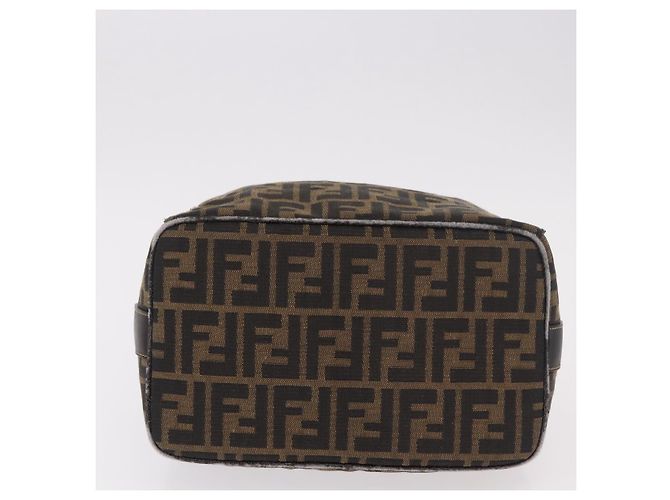 FENDI Zucca Canvas Vanity Hand Bag Marrone Oro Autentico 191576 D'oro - vista 5