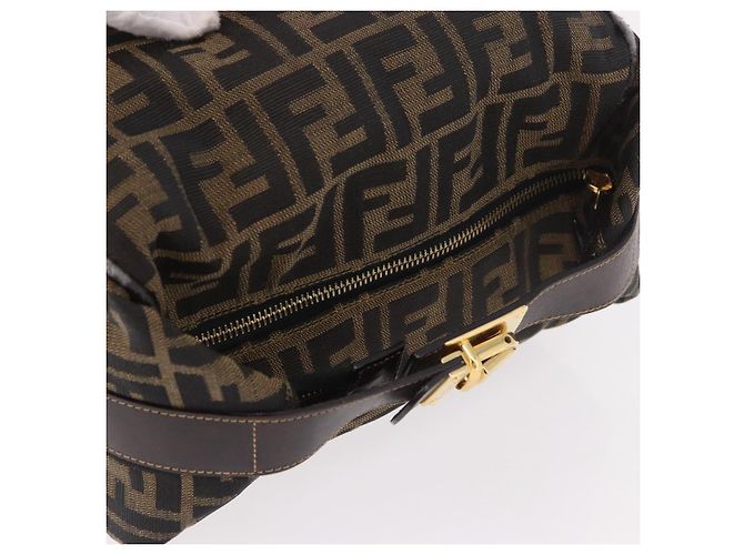 FENDI Zucca Canvas Vanity Hand Bag Marrone Oro Autentico 191576 D'oro - vista 6