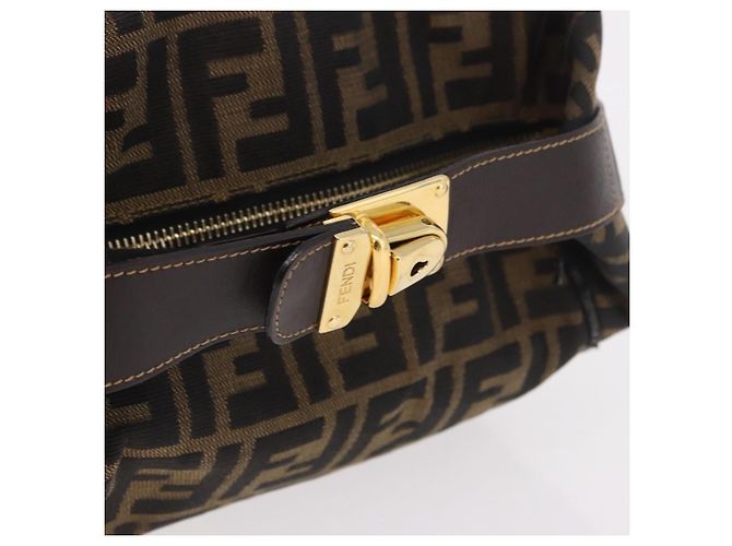 FENDI Zucca Canvas Vanity Hand Bag Marrone Oro Autentico 191576 D'oro - vista 7