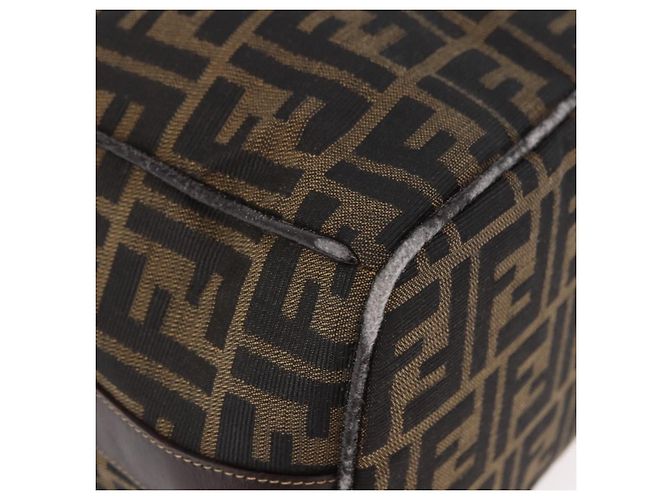 FENDI Zucca Canvas Vanity Hand Bag Marrone Oro Autentico 191576 D'oro - vista 8