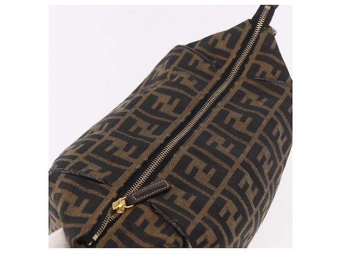 FENDI Zucca Canvas Vanity Hand Bag Marrone Oro Autentico 191576 D'oro - vista 9