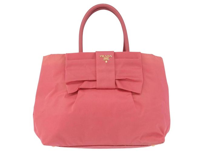 Borsa a mano PRADA Ribbon Nylon Pink Gold Auth 191389A Rosa D'oro - vista 13