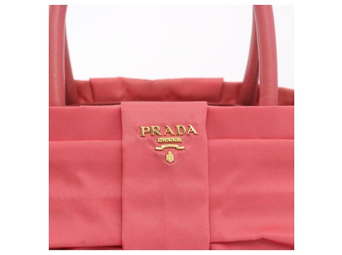Borsa a mano PRADA Ribbon Nylon Pink Gold Auth 191389A Rosa D'oro - vista 18