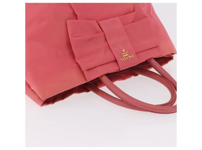 Borsa a mano PRADA Ribbon Nylon Pink Gold Auth 191389A Rosa D'oro - vista 6