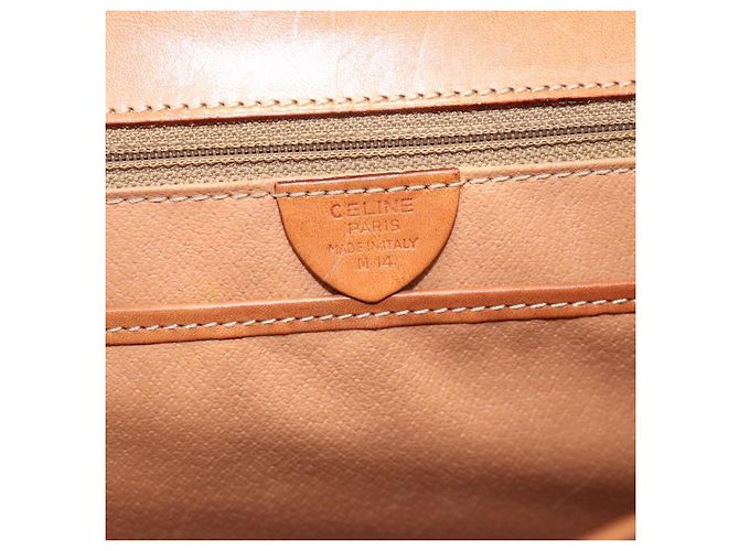 Céline Borsa CELINE Macadam Canvas PVC Pelle Marrone Oro Auth mr2642 D'oro - vista 12
