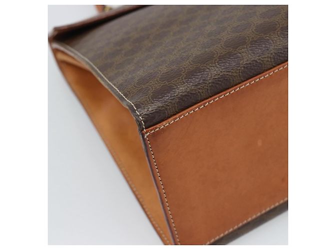 Céline Borsa CELINE Macadam Canvas PVC Pelle Marrone Oro Auth mr2642 D'oro - vista 16