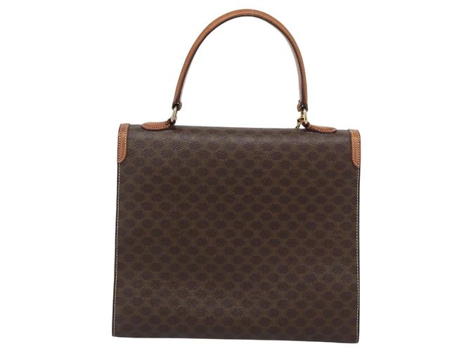 Céline Borsa CELINE Macadam Canvas PVC Pelle Marrone Oro Auth mr2642 D'oro - vista 2