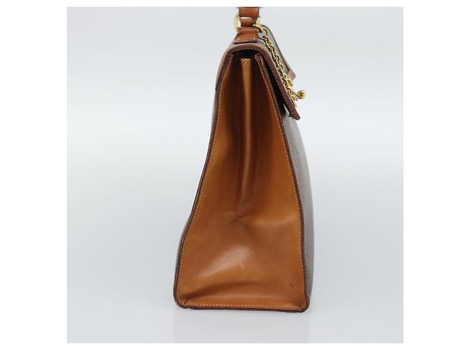 Céline Borsa CELINE Macadam Canvas PVC Pelle Marrone Oro Auth mr2642 D'oro - vista 3