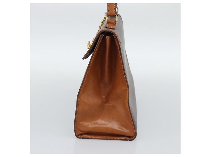 Céline Borsa CELINE Macadam Canvas PVC Pelle Marrone Oro Auth mr2642 D'oro - vista 4