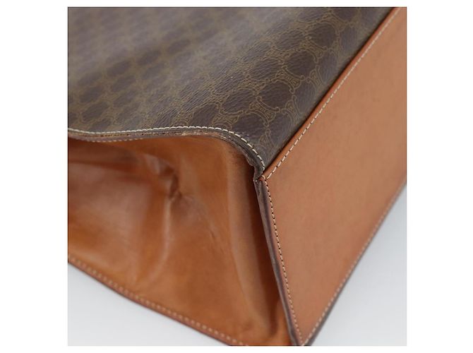 Céline Borsa CELINE Macadam Canvas PVC Pelle Marrone Oro Auth mr2642 D'oro - vista 9