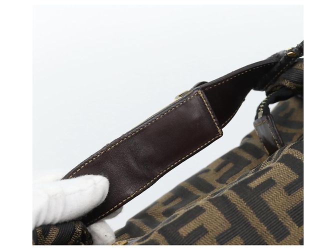 Borsa a Mano FENDI Zucca Canvas Nero Marrone Auth 188089 - vista 14