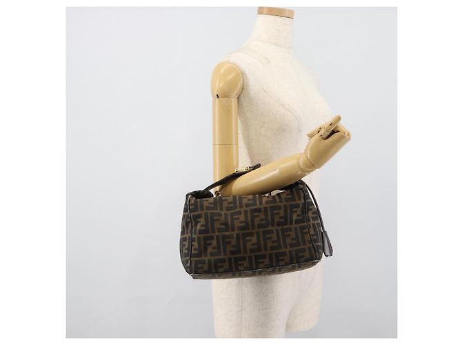 Borsa a Mano FENDI Zucca Canvas Nero Marrone Auth 188089 - vista 23