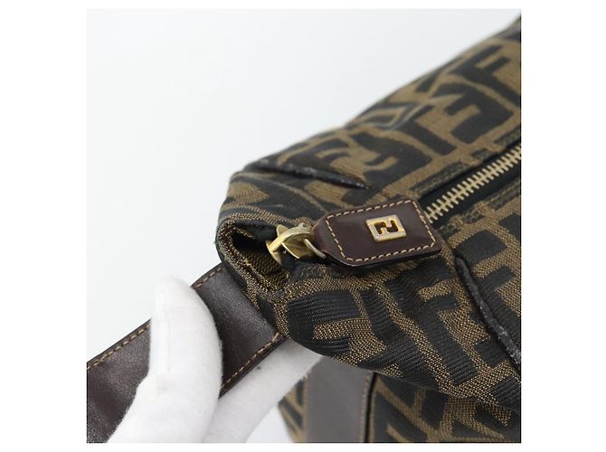 Borsa a Mano FENDI Zucca Canvas Nero Marrone Auth 188089 - vista 7