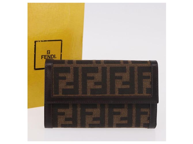 Portafoglio FENDI Zucca Canvas Nero Marrone Auth 191381V - vista 12