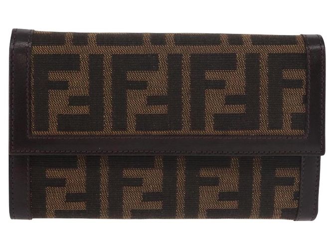 Portafoglio FENDI Zucca Canvas Nero Marrone Auth 191381V - vista 13