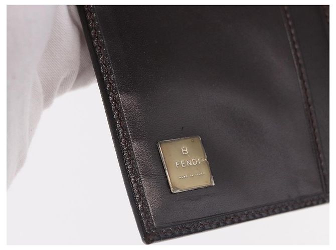 Portafoglio FENDI Zucca Canvas Nero Marrone Auth 191381V - vista 17