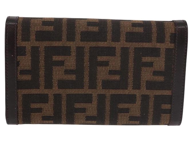 Portafoglio FENDI Zucca Canvas Nero Marrone Auth 191381V - vista 2