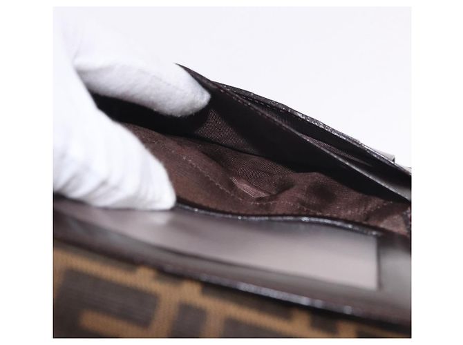 Portafoglio FENDI Zucca Canvas Nero Marrone Auth 191381V - vista 20