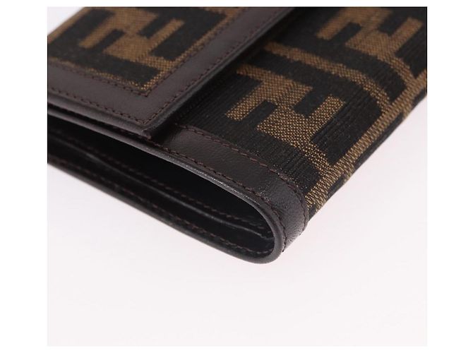 Portafoglio FENDI Zucca Canvas Nero Marrone Auth 191381V - vista 7