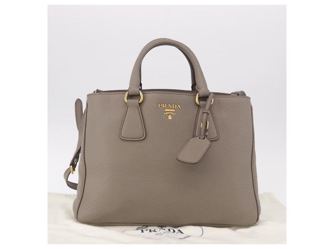 Borsa PRADA Vitterodino in pelle 2way Grigio Oro Auth BA13937V Marrone D'oro - vista 12