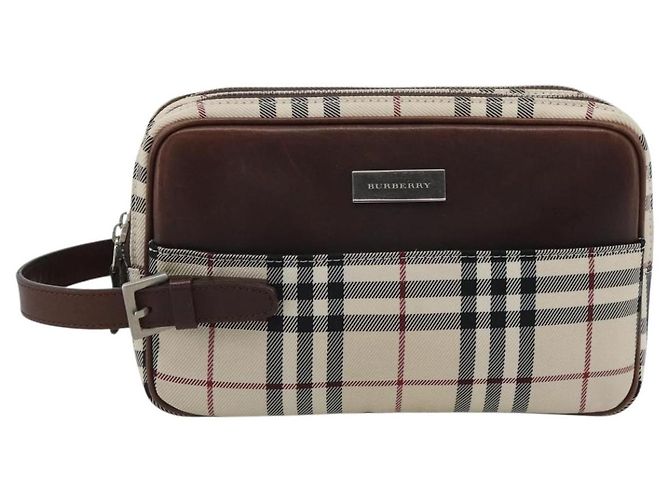 Clutch BURBERRY Nova Check in tela beige e argento Auth mr2740 - vista 13