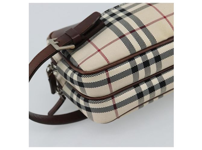 Clutch BURBERRY Nova Check in tela beige e argento Auth mr2740 - vista 14