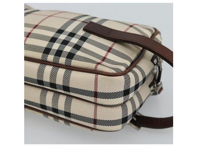 Clutch BURBERRY Nova Check in tela beige e argento Auth mr2740 - vista 15