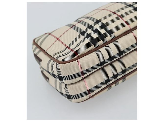 Clutch BURBERRY Nova Check in tela beige e argento Auth mr2740 - vista 16
