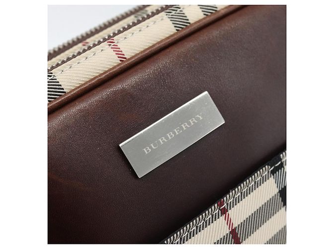 Clutch BURBERRY Nova Check in tela beige e argento Auth mr2740 - vista 17