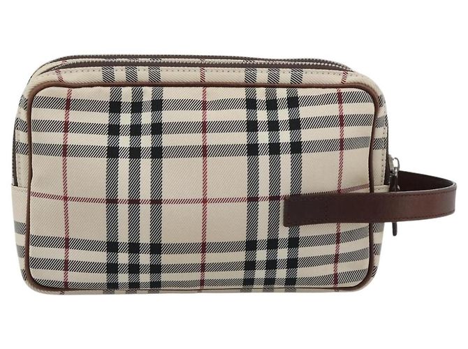 Clutch BURBERRY Nova Check in tela beige e argento Auth mr2740 - vista 2