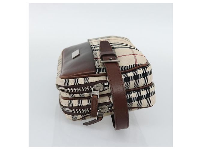 Clutch BURBERRY Nova Check in tela beige e argento Auth mr2740 - vista 3