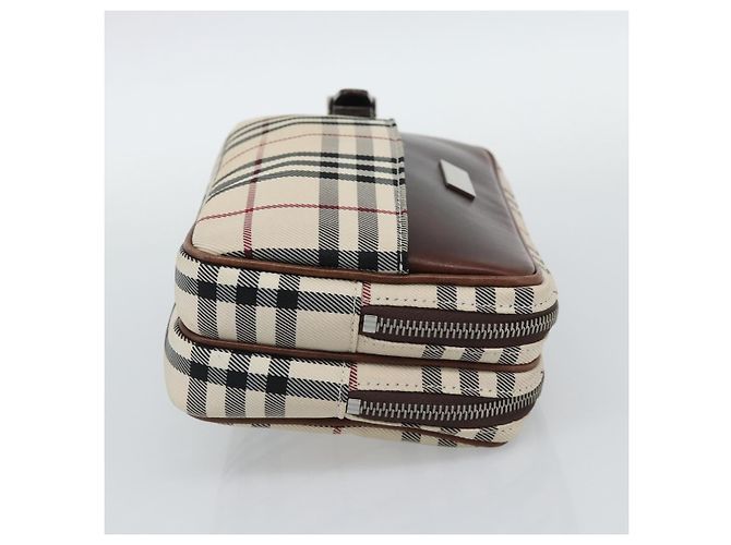 Clutch BURBERRY Nova Check in tela beige e argento Auth mr2740 - vista 4